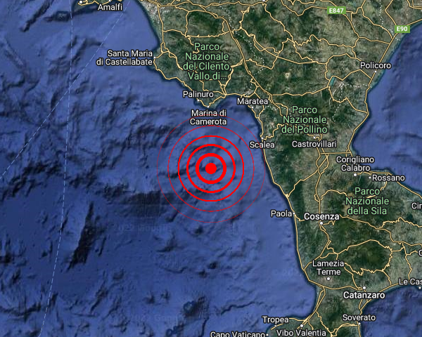 Terremoto a Tirreno Meridionale (MARE), numerose segnalazioni