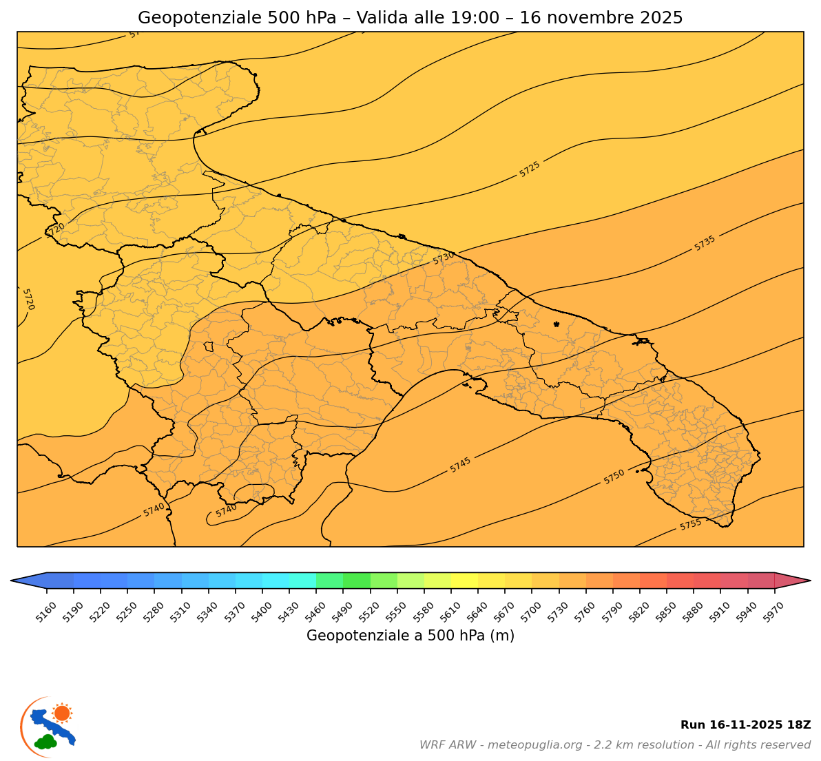 Mappa Geopotenziale 500 hPa