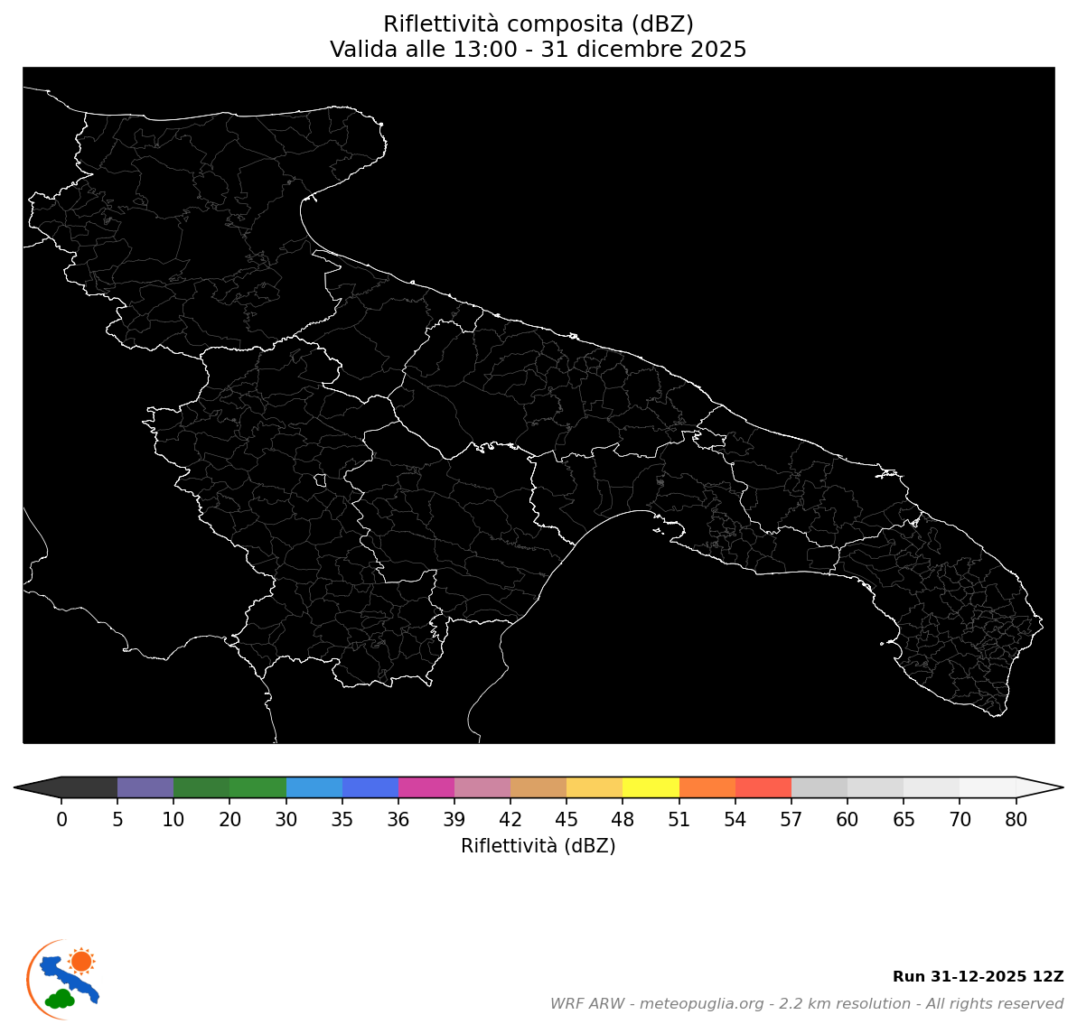 Mappa Riflettività (dBZ)