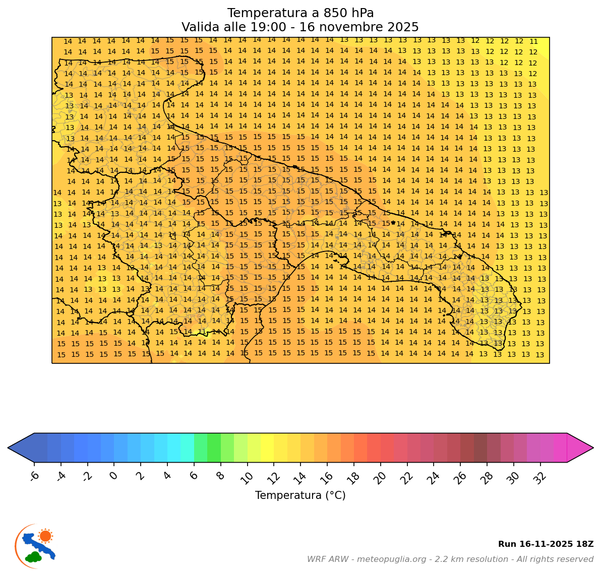 Mappa Temperatura 850 hPa