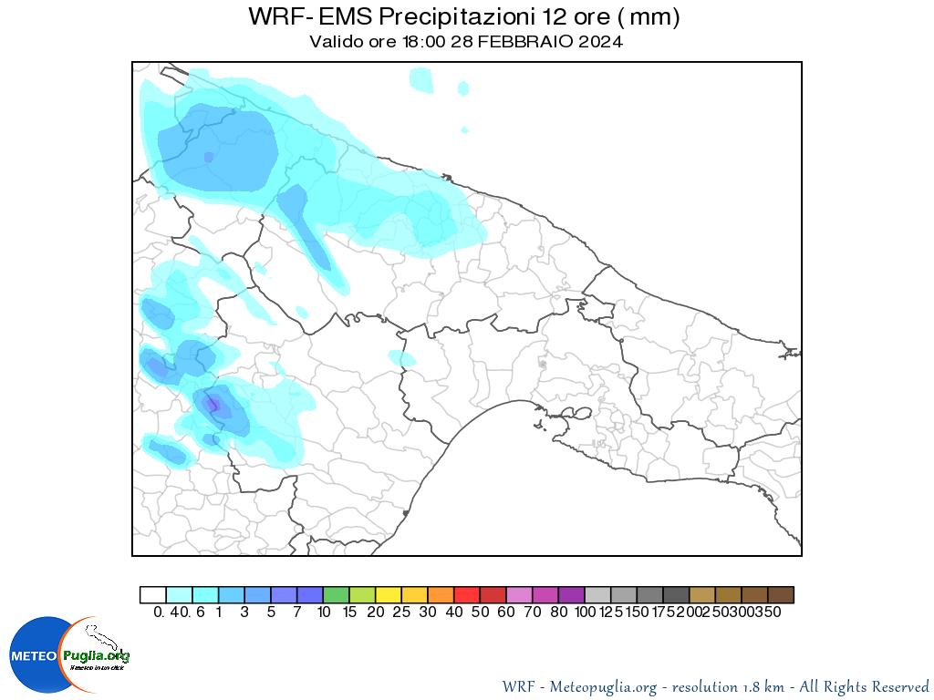 Pioggia 12 ore